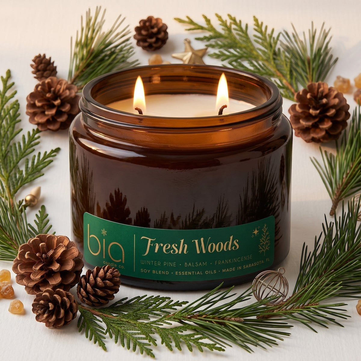 "Fresh Woods" Soy Candle — Christmas Tree & Balsam