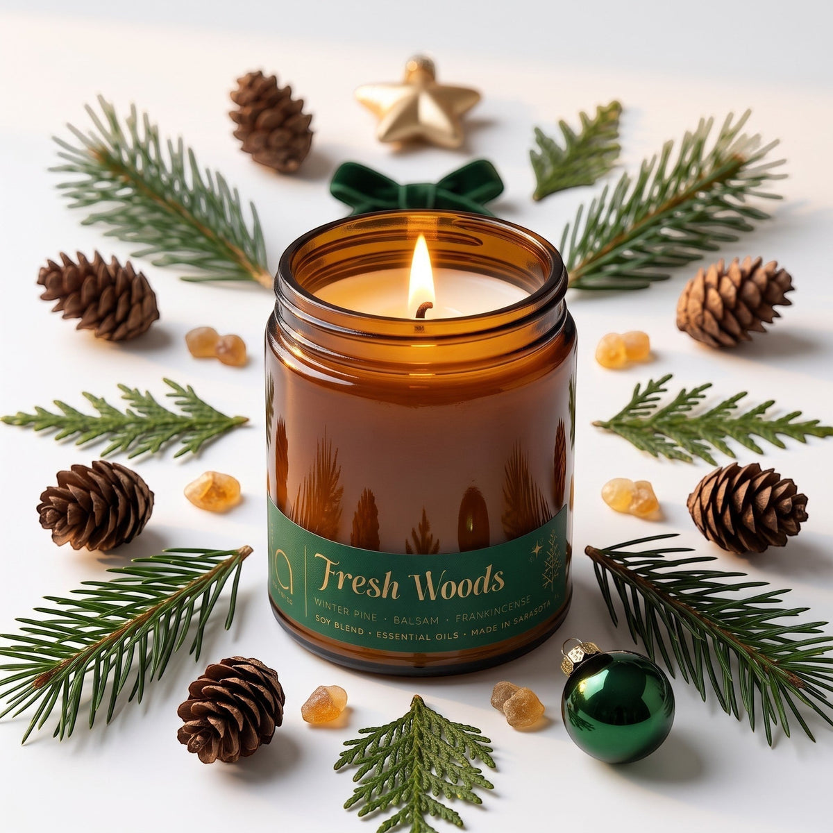 "Fresh Woods" Soy Candle — Christmas Tree & Balsam