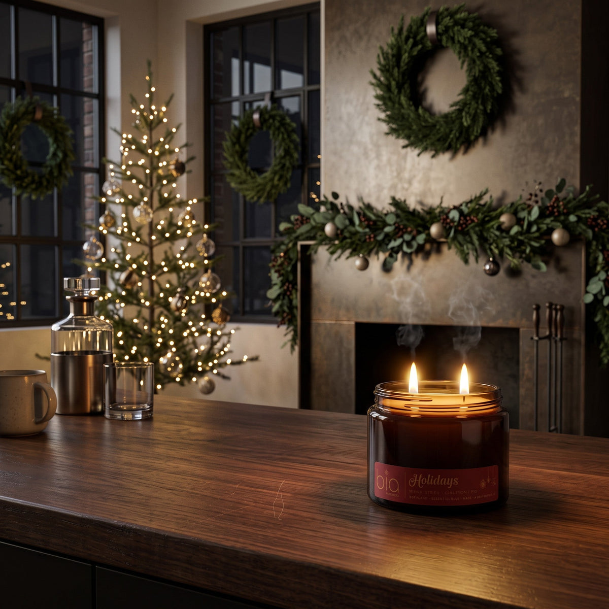 "Holidays" Soy Candle — Cinnamon, Orange & Pine
