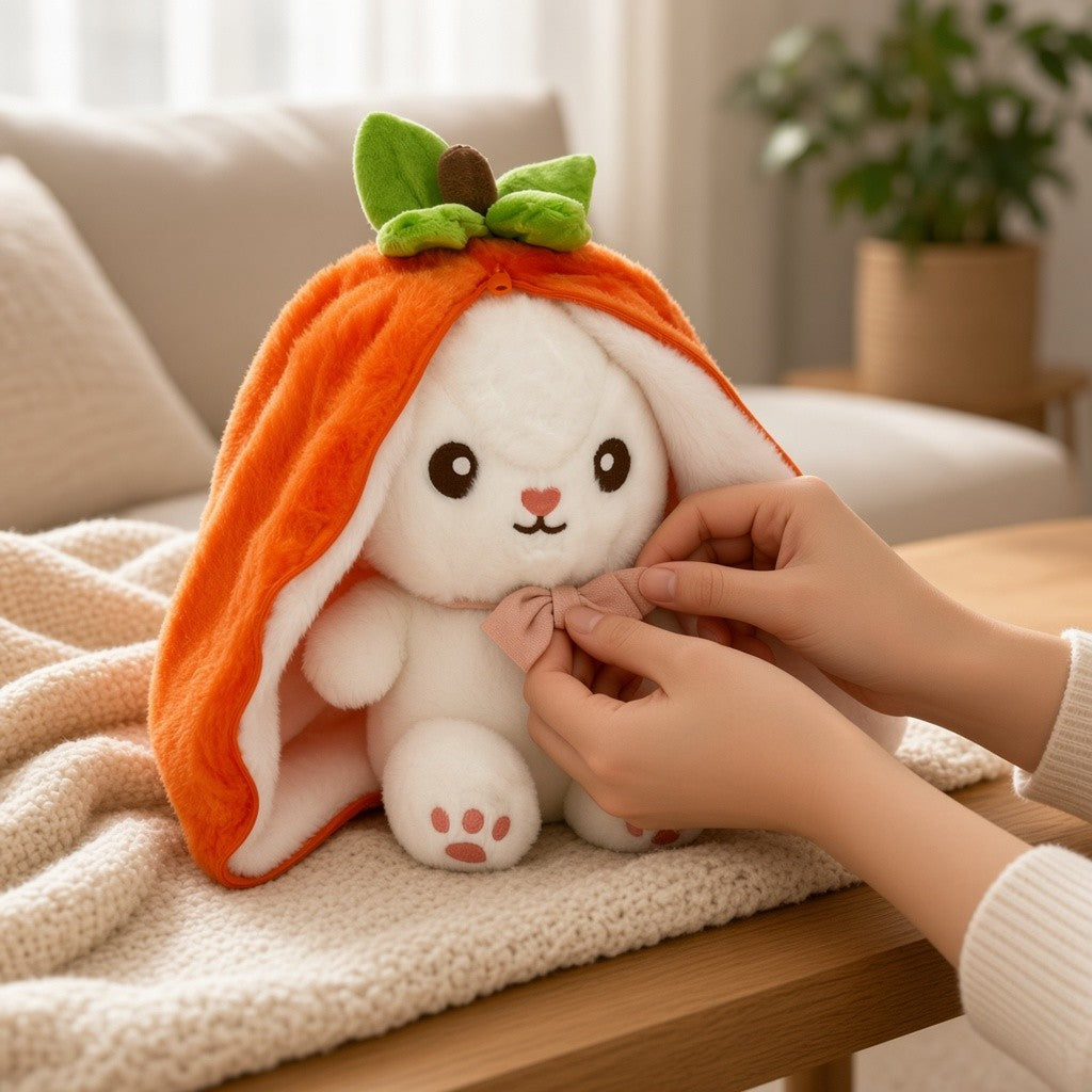 Reversible Strawberry Bunny Plush