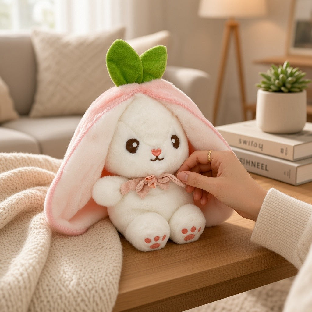 Reversible Strawberry Bunny Plush