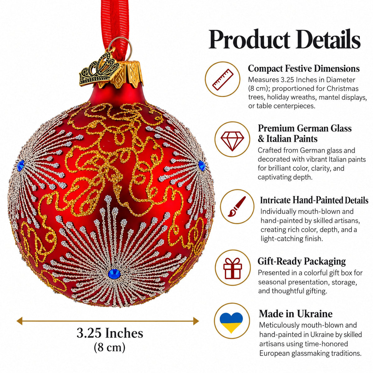 Jeweled Snowflake Glass Ornament